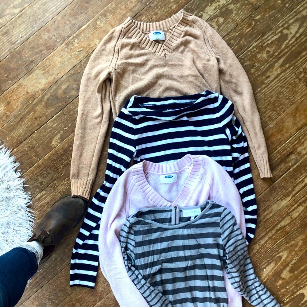 4 long sleeve maternity shirt bundle.